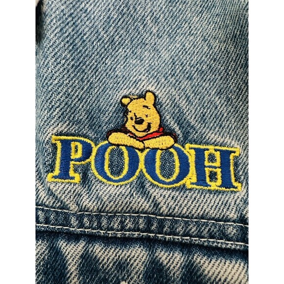 Vintage Winnie the POOH Light Wash Jean Trucker Jacket Disney FUZZY Bear DENIM S - Picture 5 of 11